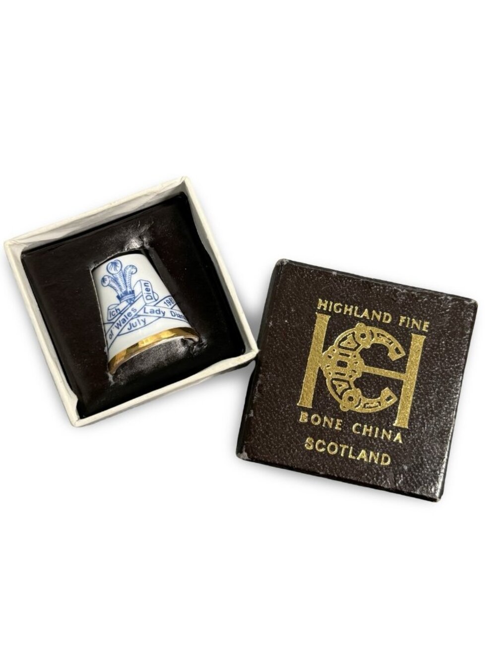 Vintage Highland Fine Bone China 1981‎ Royal Wedding Thimble Charles Diana Boxed